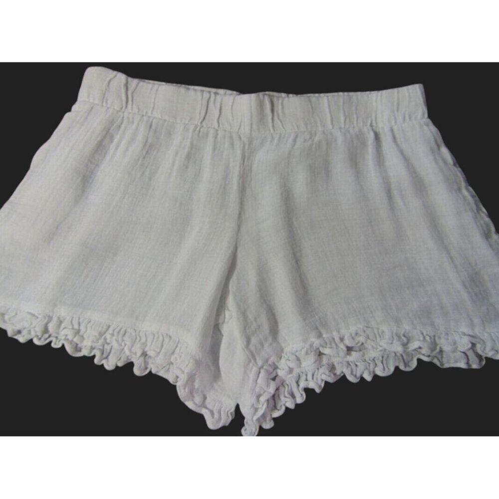 Ivy Jane Womens Shorts L Linen Ruffle Trim Paper Bag Pockets Cottagecore